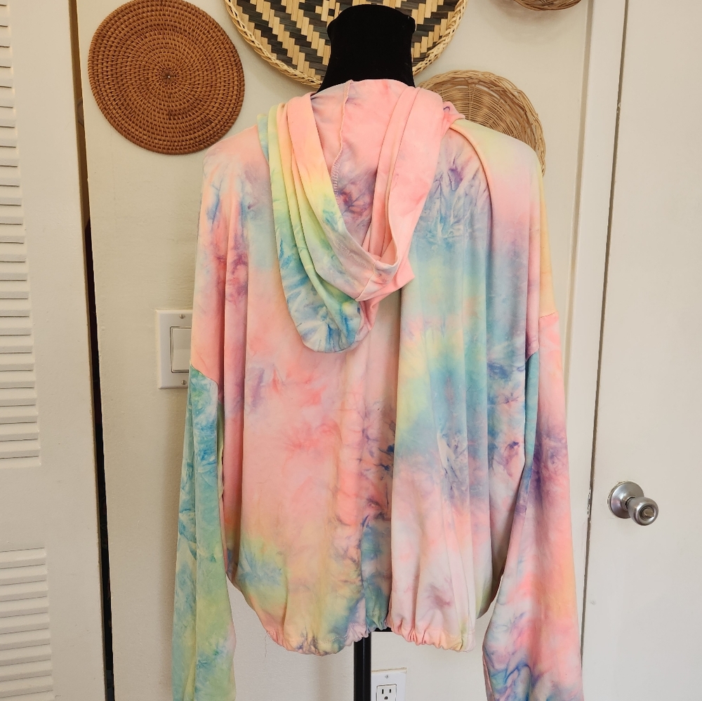 Tie-Dye Hoodie with 'Stay Humble, Hustle Hard' Print - Picture 7 of 10
